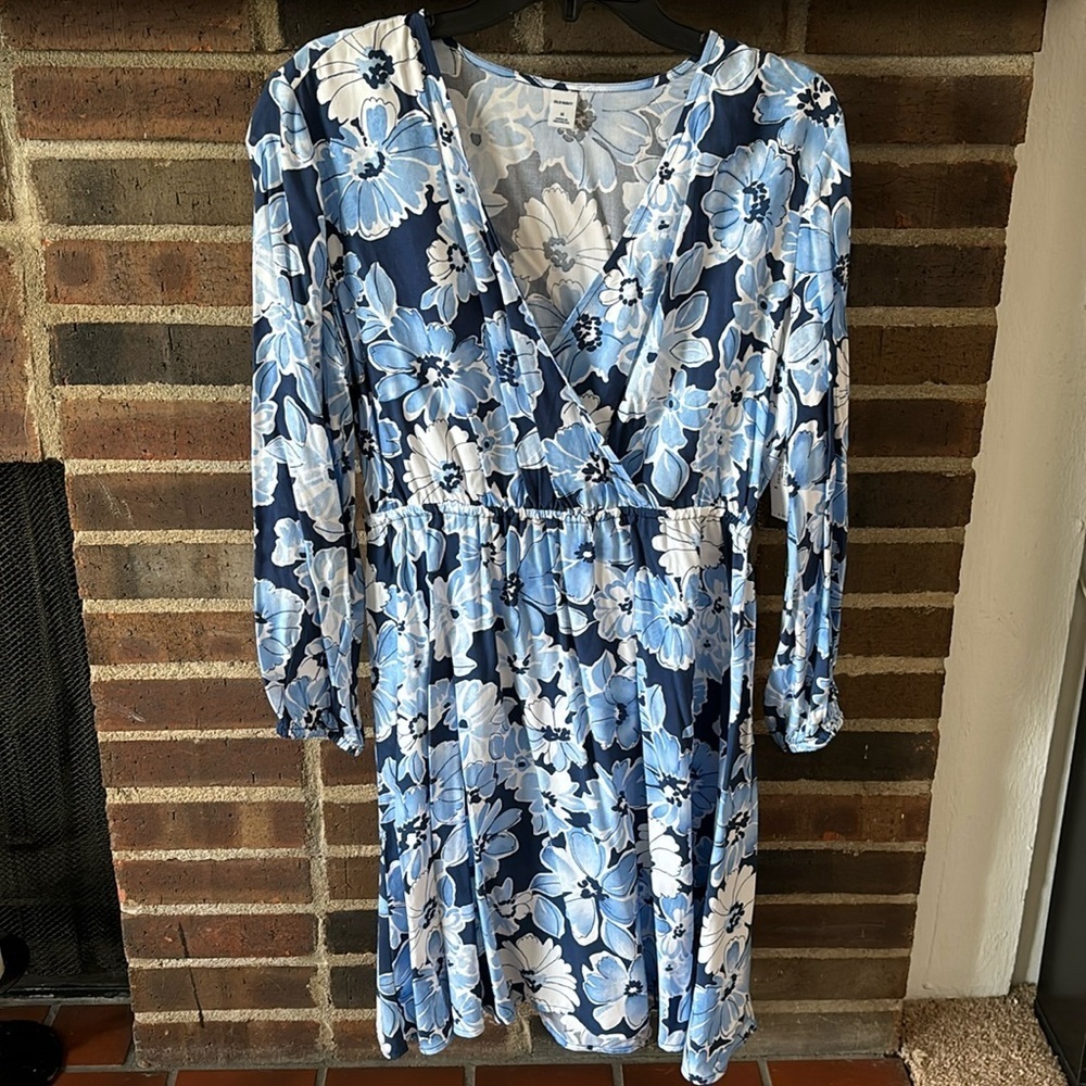 Womens Old Navy Spring Dress, Size Medium, Blue Floral